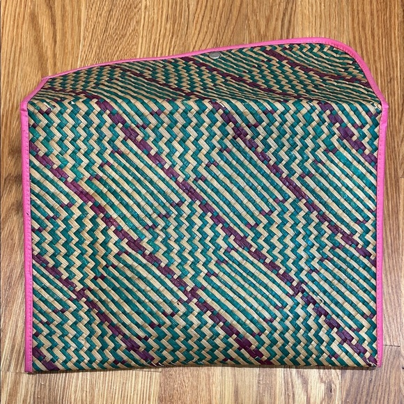 vintage mayan Woven wicker Clutch and Wallet Set Pink Trim purple green bundle - Picture 10 of 13